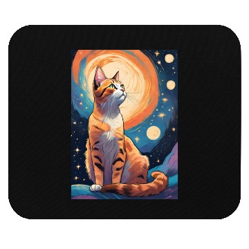 Discover Cat painting red black cat Mouse Pads
