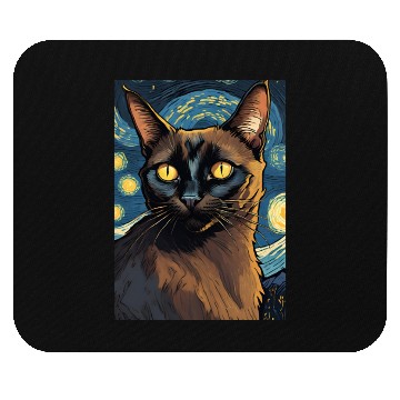 Discover Cat painting red black cat Mouse Pads
