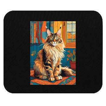 Discover Cat painting red black cat Maine Mouse Pads