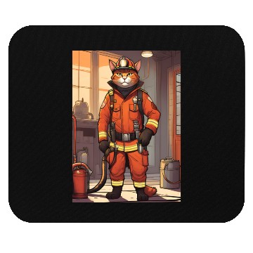 Discover Cat painting red black cat Firefighter Cat Mouse Pads