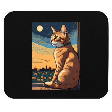 Discover Cat painting red black cat Mouse Pads