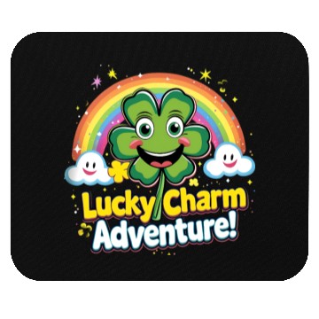 Discover Cheerful Lucky Clover and Rainbow Sparkles Scene Mouse Pads