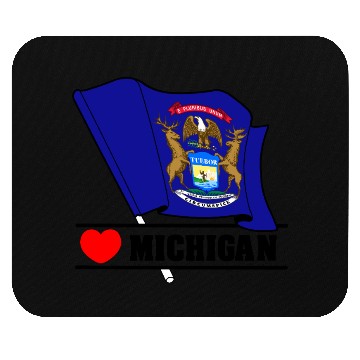 Discover Michigan flag heart 'MICHIGAN' Mouse Pads