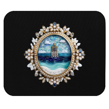Discover Lighthouse Mosaic Brooch Gemstone Embellishmes Mouse Pads