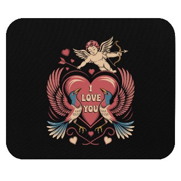Discover Vintage Valentine I Love You Cupid Heart Design Mouse Pads