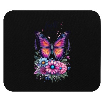 Discover Butterfly with Flowers Art Faith Over Fear Mouse Pads