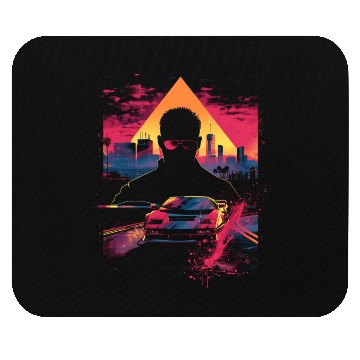 Discover Vaporwave Man Retro Car City Synthwave 90s Mouse Pads