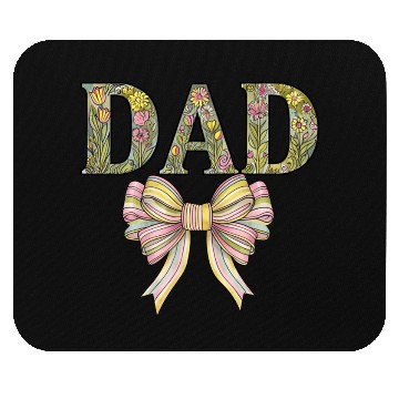 Discover Floral "DAD" Design with Pastel Ribbon Bow Mouse Pads
