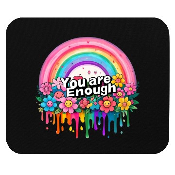 Discover "You Are Enough" Rainbow and Flowers Inspirational Mouse Pads