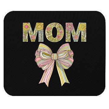 Discover Floral MOM Design with Pastel Ribbon Bow Mouse Pads
