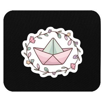 Discover Paper boat with flowers -cute- Mouse Pads