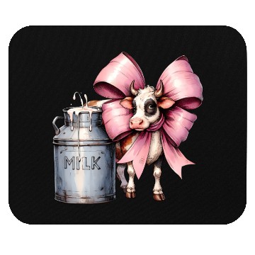 Discover Coquette Bow Cow Farmer Milk Dairy Farmer Farming Mouse Pads