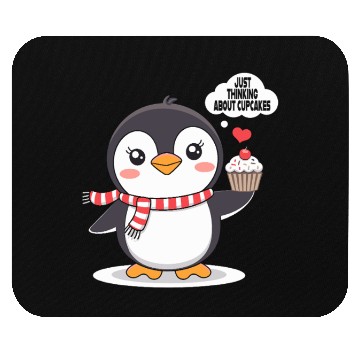 Discover Penguin Thinking About Cupcakes Fun Animal Graphic Mouse Pads