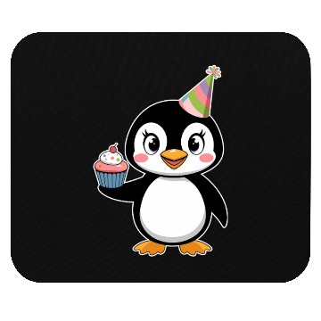 Discover Birthday Joyful Penguin With Cupcake Mouse Pads