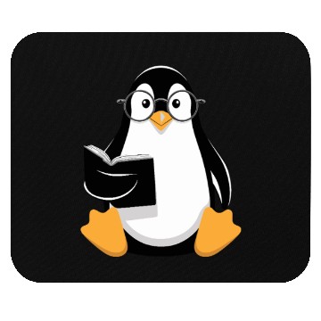 Discover Adorable Book-Loving Penguin with Glasses Design Mouse Pads