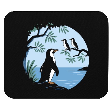 Discover Birdwatching Penguins Nature Scene Mouse Pads