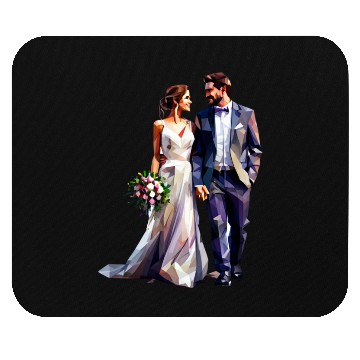 Discover Elegant Bride and Groom Wedding Design Mouse Pads