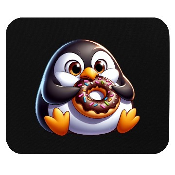Discover Cute chubby penguin with donut cartoon Mouse Pads