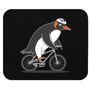 Discover Penguin Riding Bicycle Fun Adventure Illustration Mouse Pads