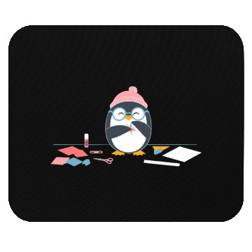 Discover Crafting Hobby Penguin with Scissors Relaxation Mouse Pads