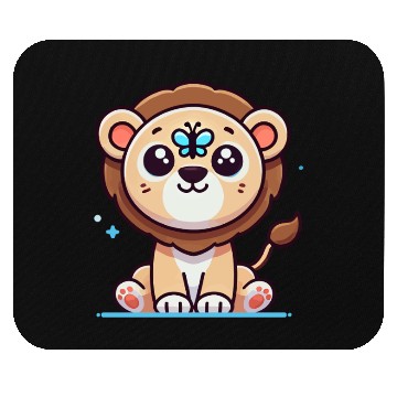 Discover lion cub with a butterfly on its nose Mouse Pads