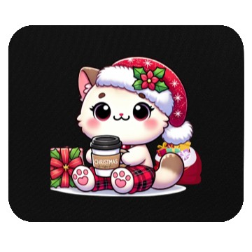 Discover A Cute Kawaii Cat Drinking Coffee Mouse Pads