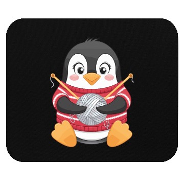 Discover Knitting Penguin with Yarn in Sweater Mouse Pads