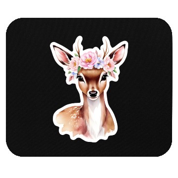 Discover deer with flower Mouse Pads