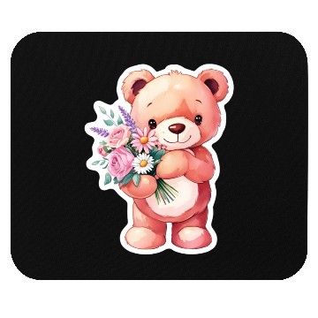 Discover Teddy bear with bouquet of flowers Mouse Pads