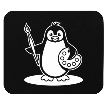 Discover Creative Penguin Artist Holding Brush Mouse Pads
