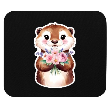 Discover Otter with flowers Mouse Pads