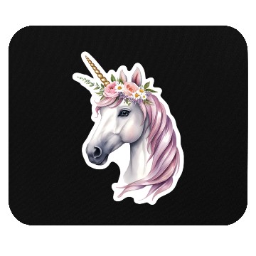 Discover unicorn with flowers Mouse Pads