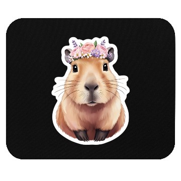 Discover Capybara with Flowers Mouse Pads