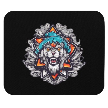 Discover lion face Mouse Pads