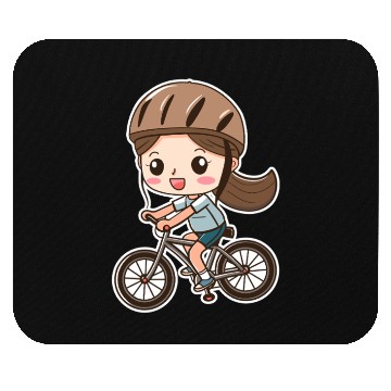 Discover Cycling Girl Cartoon Style Mouse Pads