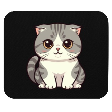 Discover Cute Kawaii Cat Illustration Mouse Pads