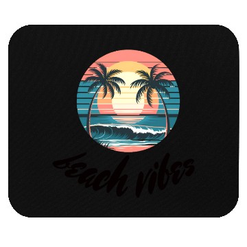 Discover Sunset Beach Scene Illustration Mouse Pads