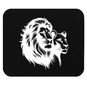 Discover Elegant Lion Couple Portrait Style Mouse Pads