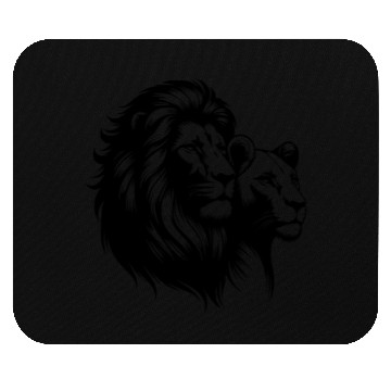 Discover Elegant Lion Couple Portrait Style Mouse Pads
