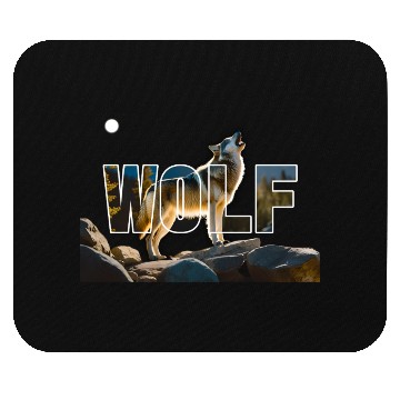 Discover Wolf howl on the rocks at night Mouse Pads
