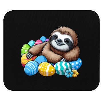 Discover Cute Sloth Easter Egg Cartoon Chilling Mouse Pads