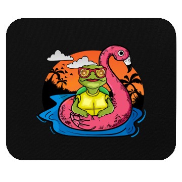 Discover Funny Sea Turtle Swimming Flamingo Pool Sea Turtle Mouse Pads