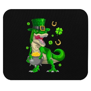 Discover Happy St Patricks Day Dinosaur T-Rex Mouse Pads