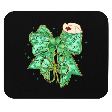 Discover Coquette Patricks Day Bow Nurse Shamrock Lucky Mouse Pads