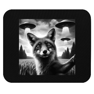 Discover Fox Funny Graphic Selfie with UFOs Weird Aliens Sc Mouse Pads