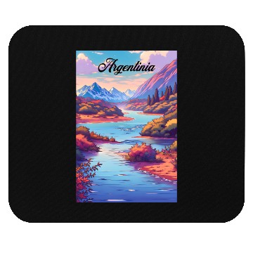 Discover Argentina Travel Poster River & Mountains Mouse Pads