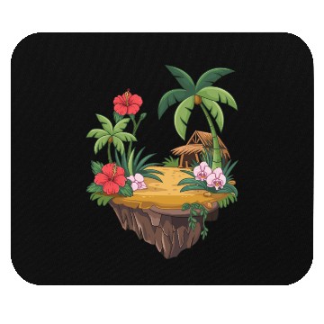 Discover Tropical Island Hut Hibiscus and Orchids Mouse Pads