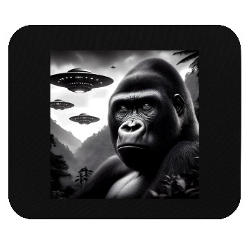 Discover Gorilla Monkey Funny Graphic Selfie with UFOs Weir Mouse Pads