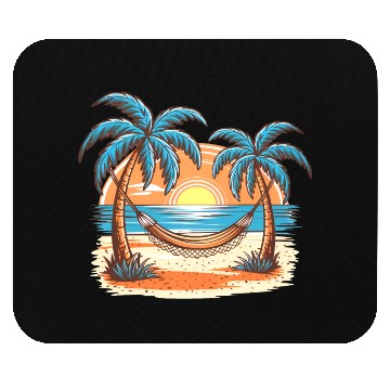 Discover Tropical Sunset Hammock Scene Mouse Pads