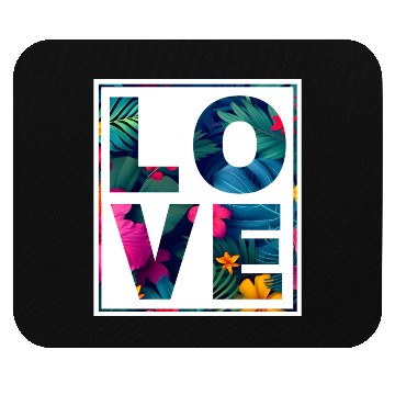 Discover LOVE Tropical Floral Typography- Bold Aesthetic Ar Mouse Pads
